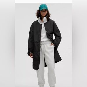 Fleece-Lined Insulated Long Coat Black Size XS EUC